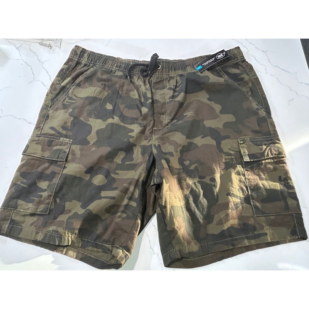NEW Berkley Jensen Mens XXL Camo Cargo Shorts Ripstop Pull On Comfort Utility